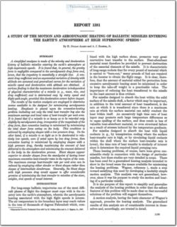 naca-report-1381 A Study of the Motion and Aerodynamic Heating of Ballistic Missiles Entering the Earth's Atmosphere at High Supersonic Speeds