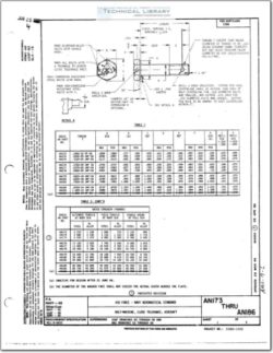 AN173 to AN186 Bolt - Machine, Close Tolerance, Aircraft