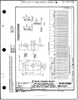 MS21060 Nut, Self Locking, Plate, Two Lug, Floating, Low Height, Cres, 125KSI FTU. 450° F & 800° F