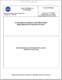 NASA-STD-6016 Standard Materials and Processes; Requirements for Spacecraft