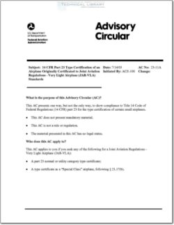 AC-23-11A 14 CFR Part 23 Type Certification of an Airplane Originally Certified to Joint Aviation Regulations - Very Light Airplane (JAR-VLA) Standards