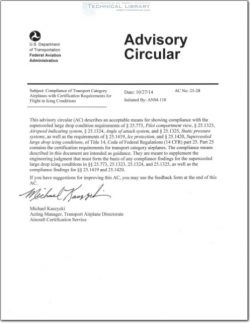 FAA-AC-25-28 Compliance of Transport Category with Certification Requirements for Flight in Icing Conditions