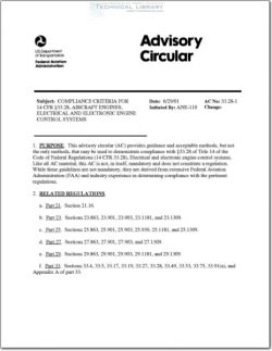 FAA-AC-33.28-1 Compliance Criteria for 14 CFR, Aircraft Engines, Electrical and Electronic Engine Control Systems