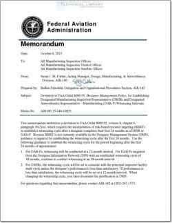 FAA-AIR-100-15-140-DM51 Deviation to FAA Order 8000.95, Designee Management Policy, for Establishing DMIR and DAR-F Witnessing Intervals