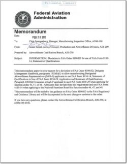 FAA-AIR-200_02-28-2012 Deviation to FAA Order 8100.8D for use of FAA Form 8110-14, Statement of Qualifications