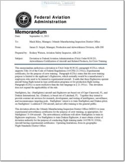 FAA-AIR-200_2013-09-11Deviation to FAA Order 8130.2G, Airworthiness Certification of Aircraft and Related Products, for Crew Training