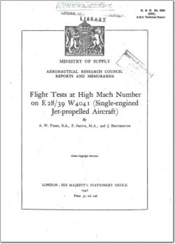 ARC-RM-2264 Flight Tests at High Mach Number on E 28-39 W404I (Single Engined Jet Propelled Aircraft)