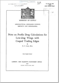 ARC-RM-2419 Note on Profile Drag Calculations for Low Drag Wings with Cusped Trailing Edges