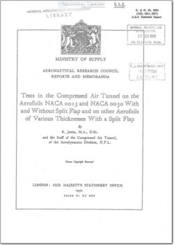 ARC-RM-2584 Tests in the Compressed Air Tunnel on the Aerofoils NACA 0015 and NACA 0030 With and Without Split Flap and on other Aerofoils of Various Thickness With a