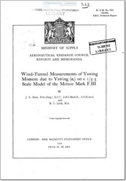 ARC-RM-2791 Wind Tunnel Measurements of Yawing Moment due to Yawing on a 1-5.5 Scale Model of the Meteor Mark F.III