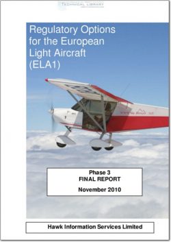 EASA-2009-C-53 Regulatory Options for the European Light Aircraft (ELA1)