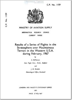 ARC-CP-1159 Results of a Series of Flights in the Stratosphere over Mountainous Terrain in the Western USA during Feb. 1967