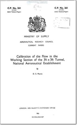 ARC-CP-261 Calibration of the Flow in the Working Section of the 3ft x 3ft Tunnel, National Aeronautical Establishment