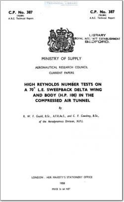 ARC-CP-387 High Reynolds Number Tests on a 70° L.E. Sweepback Delta Wing and Body (HP 100) in the Compressed Air Tunnel