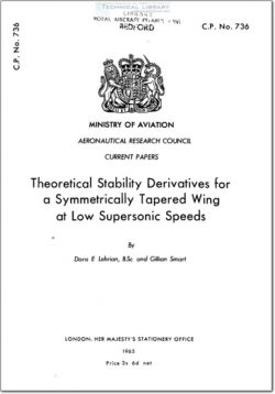 ARC-CP-736 Theoretical Stability Derivatives for a Symmetrically Tapered Wing at Low Supersonic Speeds