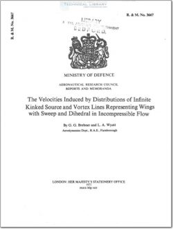 ARM-RM-3667 The Velocities Induced by Distributions of Infinite Kinked Source and Vortex Lines Representing Wings with Sweep and Dihedral in Incompressible Flow