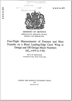 ARM-RM-3679 Free Flight Measurements of Pressure and Heat Transfer on a Blunt Leading Edge Caret Wing at Design and Off Design Mach Numbers