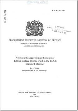 ARM-RM-3752 Notes on the Approximate Solution of Lifting Surface Theory used in the RAE Standard Method