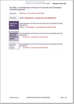 RA-4262 Cannibalization of Parts from Aircraft and Uninstalled Aircraft Equipment