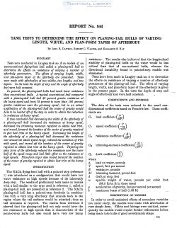 naca-report-844 Tank Tests to Determine the Effect on Planing Tail Hulls of Varying Length, Width, and Plan Form Taper of Afterbody-1