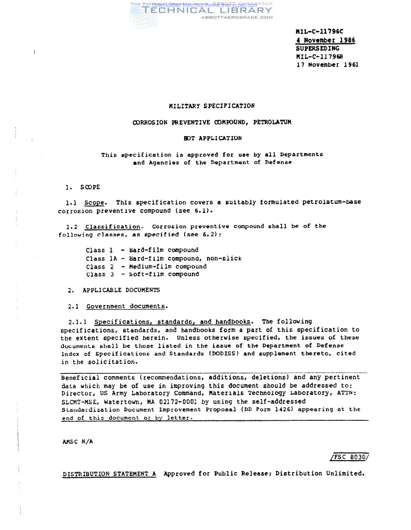 MIL-C-11796C Corrosion Preventive Compound, Petrolatum Bot Application ...