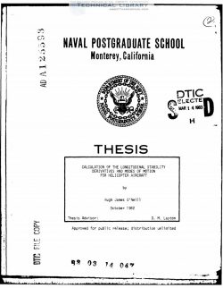 AD-A125593 Longitudinal Stability Derivatives and Modes of Motion for Helicopter Aircraft