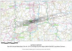 CAA - Gatwick Airport; Actual Modal Split (73% W - 27% E) Leq Noise Contours - 2013